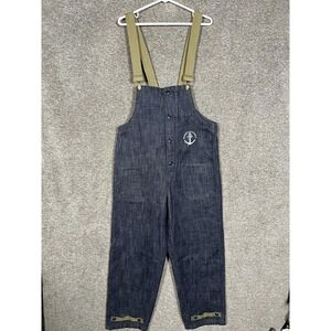Maden Bib Overalls Mens Medium Blue Denim Marine Nationale Navy Deck Workwear
